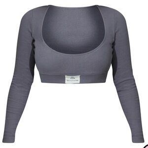 Rib New Season Badge Long Sleeve Crop Top